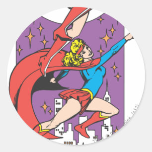 Superheroïnen in actie ronde sticker