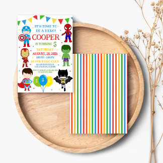 Superheros Birthday Invitation Kaart