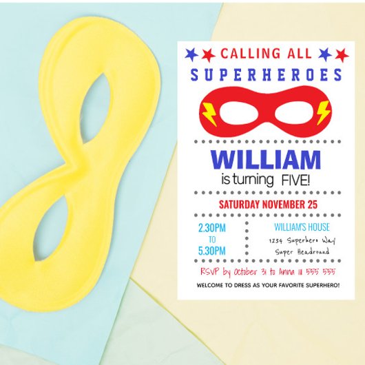 Superheros Party Bonne Invitation d'anniversaire