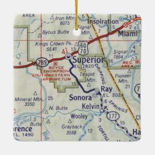 Superior Arizona  Map Keramisch Ornament