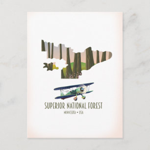 Superior nationaal bos Minnesota vintage kaart