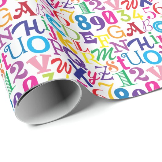 Superkleurige ABC's en 123s Cadeaupapier (Rol Hoek)