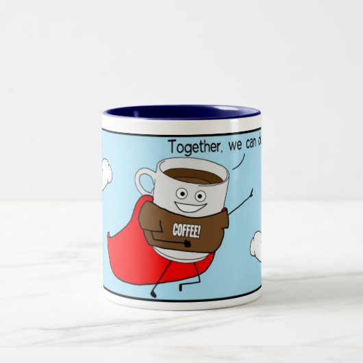 Superkoffie: Samen kunnen we alles doen! Tweekleurige Koffiemok (Center)