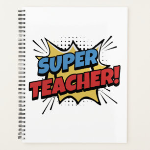 Superleraar in stripstijl planner