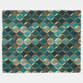 Superluxe Blauwgroen en goud Fleece Deken (Voorkant (Horizontaal))