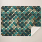 Superluxe Blauwgroen en goud Sherpa Deken (Voorkant (horizontaal))