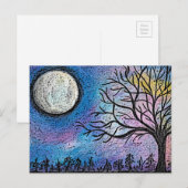 Supermaan en boomlandschap briefkaart (Voorkant / Achterkant)