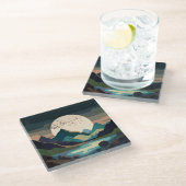 Supermaan op het meer glazen onderzetter (Schuin)
