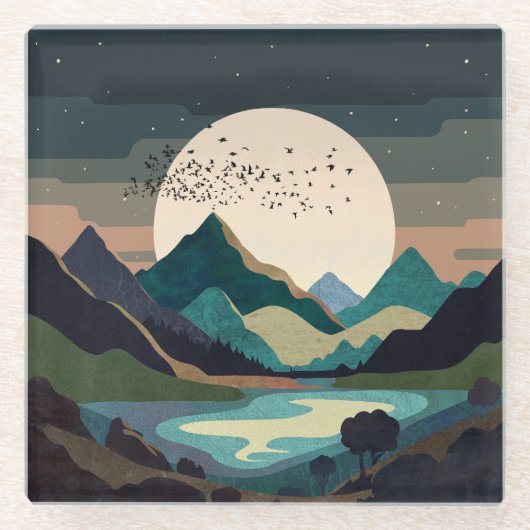 Supermaan op het meer glazen onderzetter (Voorkant)