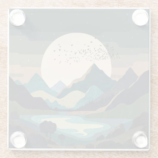 Supermaan op het meer glazen onderzetter (Achterkant)