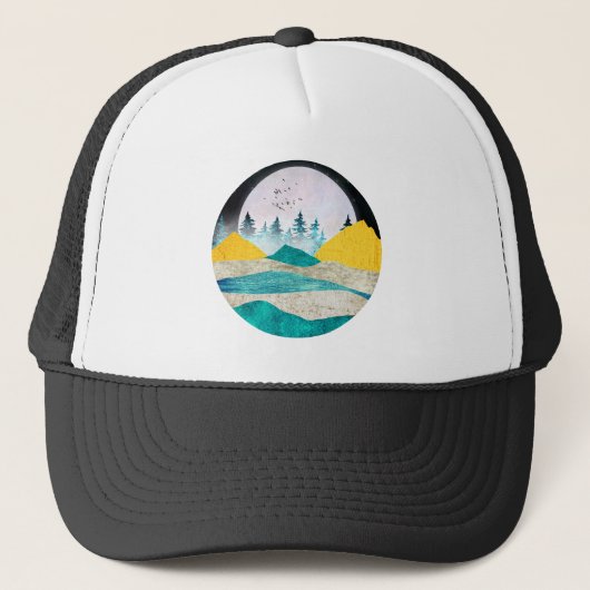 Supermaan Rijzend Landschap Trucker Pet (Voorkant)