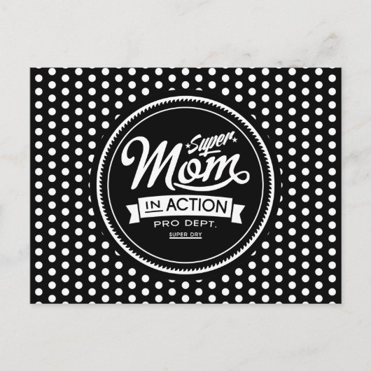 Supermama in actie donker briefkaart (Voorkant)