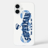 Superman aan de overkant van het Wereldbol Case-Mate iPhone Case (Achterkant)