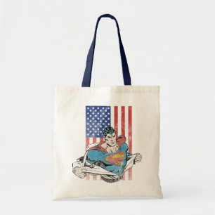 Superman & Amerikaanse vlag Tote Bag