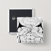 Superman Black en White 3 Vierkante Button 5,1 Cm (Voorkant /achterkant)