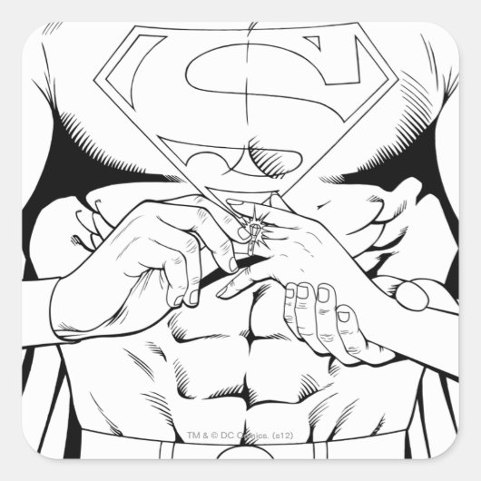 Superman Black en White 3 Vierkante Sticker (Voorkant)
