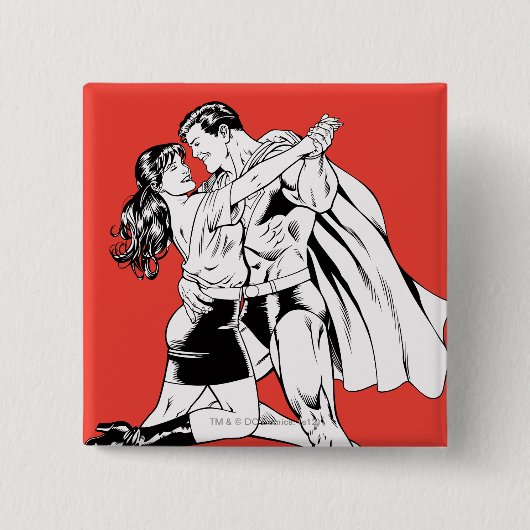 Superman Black en White 4 Vierkante Button 5,1 Cm (Voorkant)