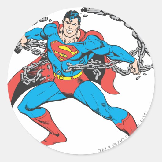 Superman Breaks Chains 2 Ronde Sticker (Voorkant)