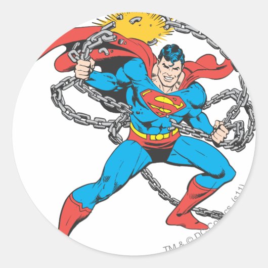 Superman Breaks Chains 3 Ronde Sticker (Voorkant)