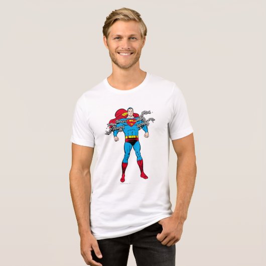 Superman Breaks Chains Tri-Blend Shirt (Voorkant volledig)