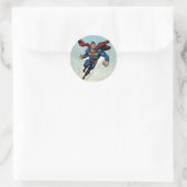 Superman breekt naar boven ronde sticker (Tas)