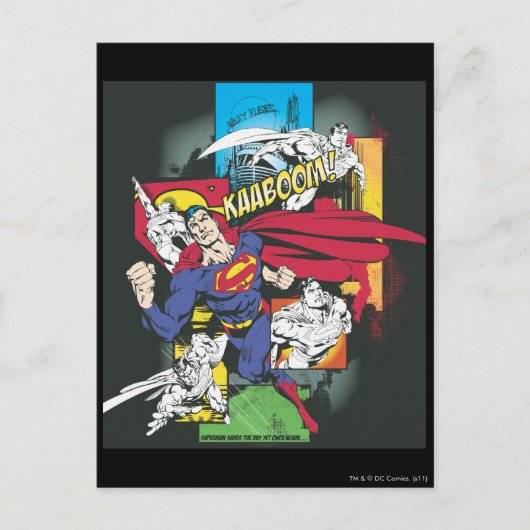 Superman Comic Black Briefkaart (Voorkant)