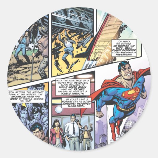 Superman Comic Panel - Clark's Origins 2 Ronde Sticker (Voorkant)