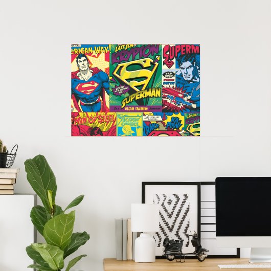 Superman Comic Panels Poster (Thuiskantoor)
