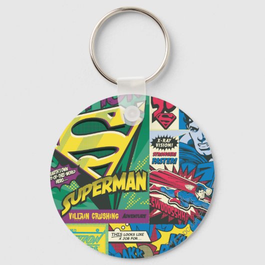 Superman Comic Panels Sleutelhanger (Voorkant)