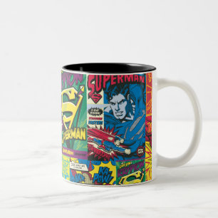 Superman Comic Panels Tweekleurige Koffiemok