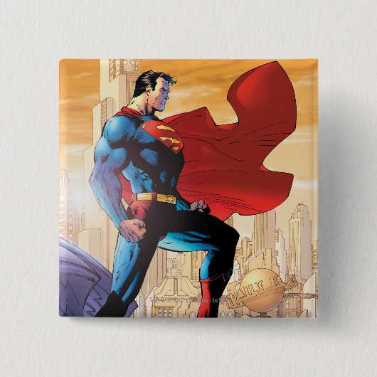 Superman Daily Planet Vierkante Button 5,1 Cm (Voorkant)
