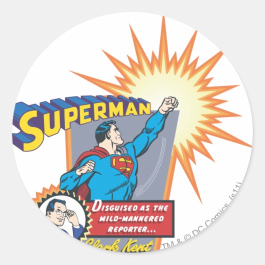 Superman en Clark Kent Ronde Sticker (Voorkant)