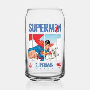 Superman en Krypto nemen vlucht Blikvorm Glas