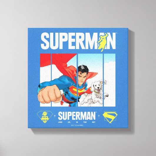 Superman en Krypto nemen vlucht Canvas Afdruk (Voorkant)