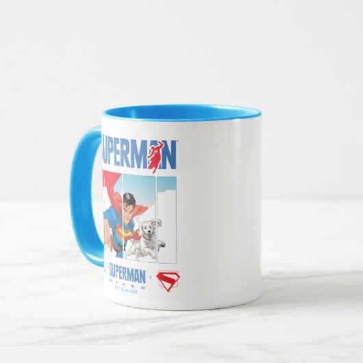 Superman en Krypto nemen vlucht Mok (Voorkant links)