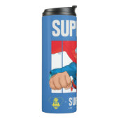 Superman en Krypto nemen vlucht Thermosbeker (Gedraaid links)