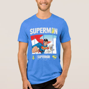 Superman en Krypto nemen vlucht Tri-Blend Shirt