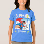 Superman en Krypto nemen vlucht Tri-Blend Shirt (Voorkant)