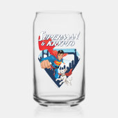 Superman en Krypto stijgen Blikvorm Glas (Voorkant)