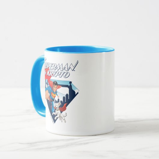 Superman en Krypto stijgen Mok (Voorkant links)