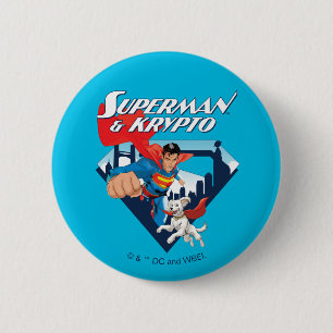 Superman en Krypto stijgen Ronde Button 5,7 Cm