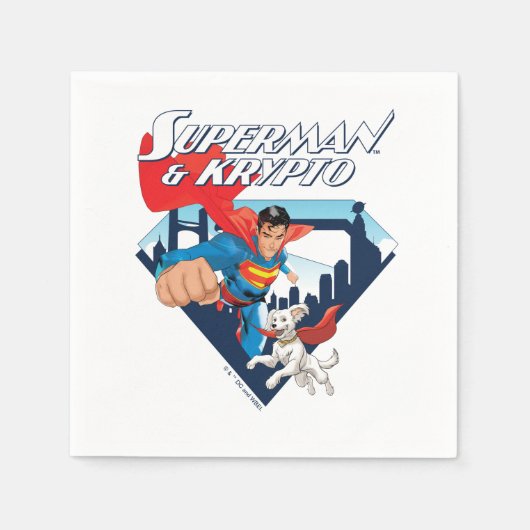 Superman en Krypto stijgen Servet (Voorkant)
