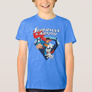 Superman en Krypto stijgen Tri-Blend Shirt