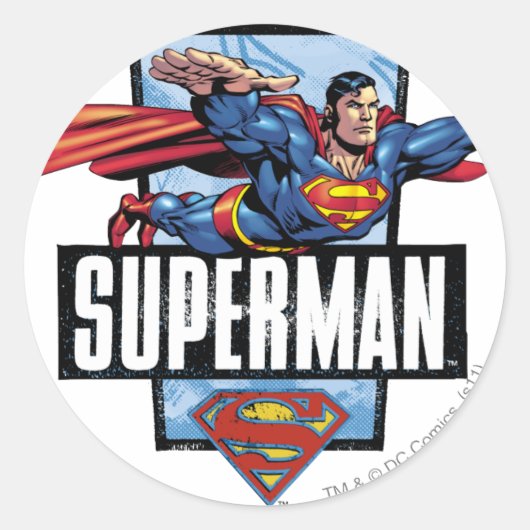 Superman en Logo grens Ronde Sticker (Voorkant)