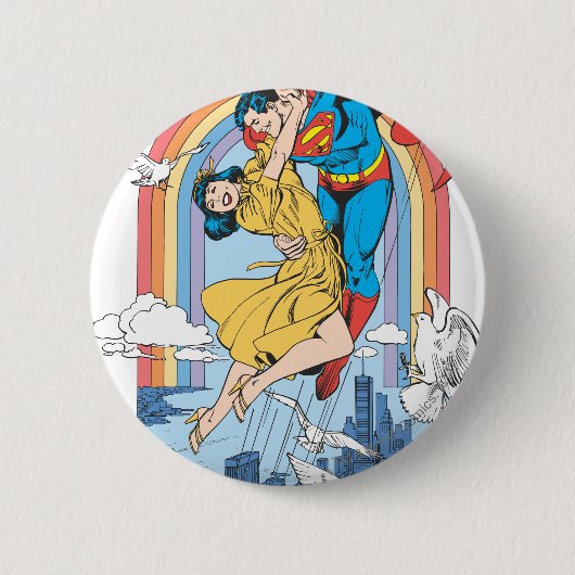 Superman en Lois in Geel Ronde Button 5,7 Cm (Voorkant)