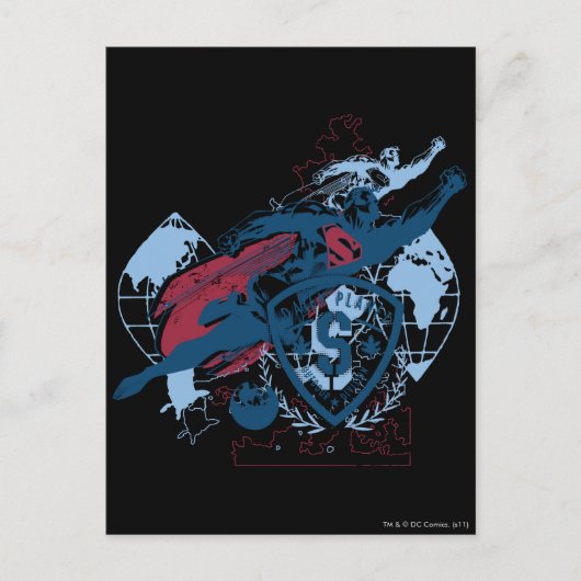 Superman en Map Briefkaart (Voorkant)