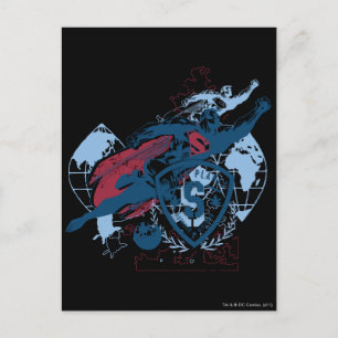 Superman en Map Briefkaart