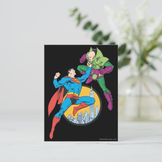 Superman Fights Lex Luthor Briefkaart (Staand voorkant)