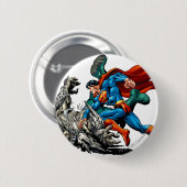 Superman Fights Monster Ronde Button 5,7 Cm (Voorkant /achterkant)