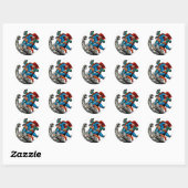 Superman Fights Monster Ronde Sticker (Vel)
